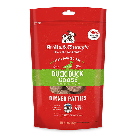 Stella & Chewy’s Duck Duck Goose Freeze-Dried Raw Dinner Patties (14oz)