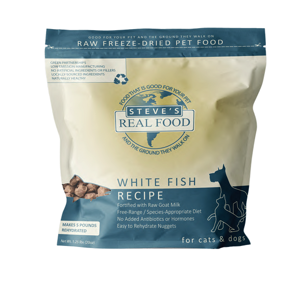 Steve’s Real Food Whitefish Freeze-Dried Raw Nuggets for Dogs & Cats (20oz)