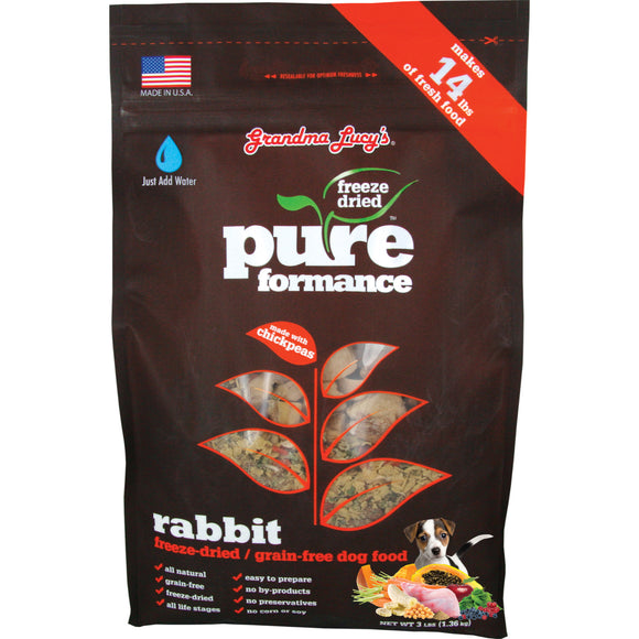 Grandma Lucy’s Freeze-Dried / Grain Free Pureformance Rabbit Recipes Dog Food (3lb)