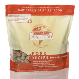 Steve’s Real Food Pork Freeze-Dried Raw Nuggets for Dogs & Cats (20oz)