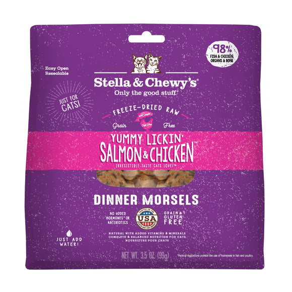 Stella & Chewy's Freeze-Dried Raw Yummy Lickin Salmon & Chicken Dinner Morsels for Cats (3.5oz)