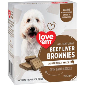 Love'em Beef Liver Brownies Dog Treats 200g