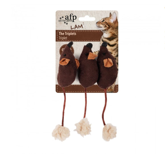 AFP Lambswool The Triplets Mouse Brown for Cats
