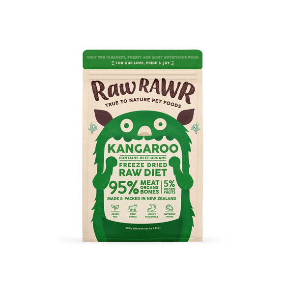 Raw Rawr Freeze-Dried Kangaroo & Beef Balanced Raw Diet for Dogs (2 sizes)