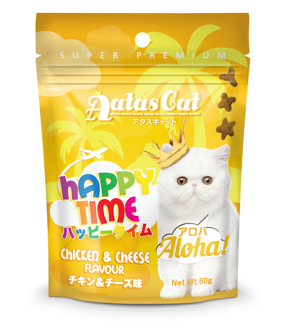 [Bundle of 3] Aatas Cat Happy Time Aloha - Chicken & Cheese Flavour (60g)