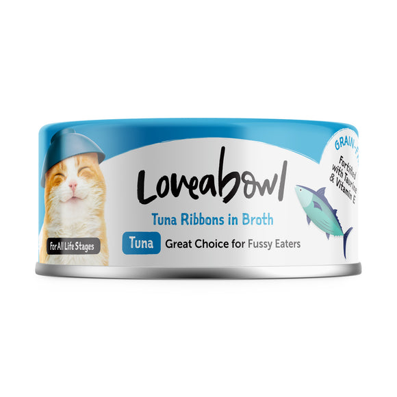 [1ctn=24cans] Loveabowl Tuna Ribbons in Broth Wet Canned Food for Cats