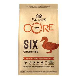 Wellness Core Six Grain Free Cage-Free Duck & Chickpeas Recipe (2 sizes)