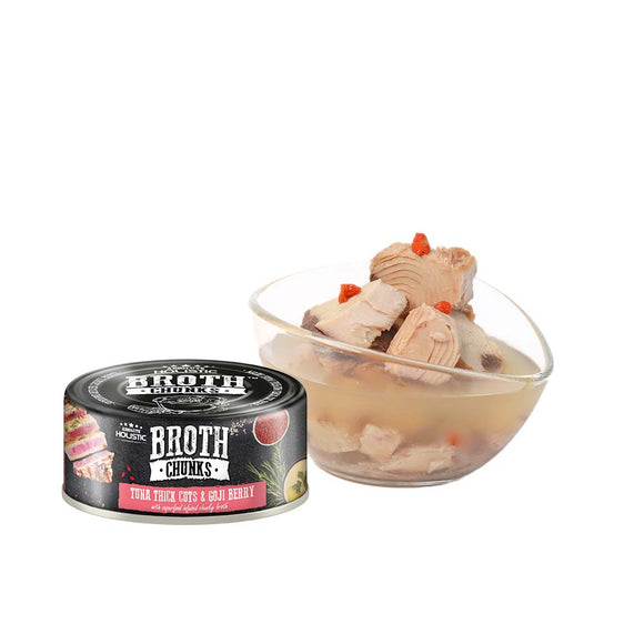 Absolute Holistic Broth Chunks Dogs & Cats Wet Food - 80G (Tuna Thick Cuts & Goji Berry)