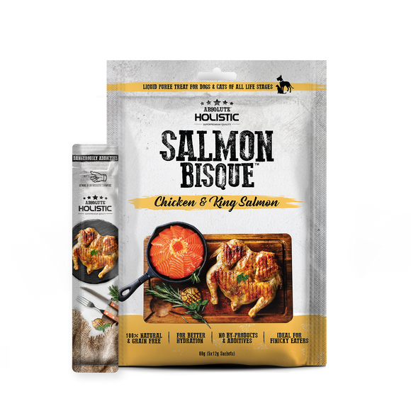 Absolute Holistic Liquid Purée Bisque Dog & Cat Treats (Chicken & King Salmon)
