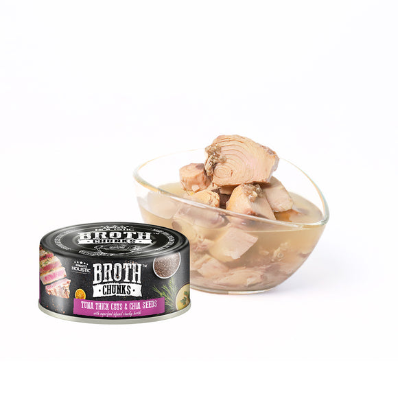 Absolute Holistic Broth Chunks Dogs & Cats Wet Food - 80G (Tuna Thick Cuts & Chia Seeds)