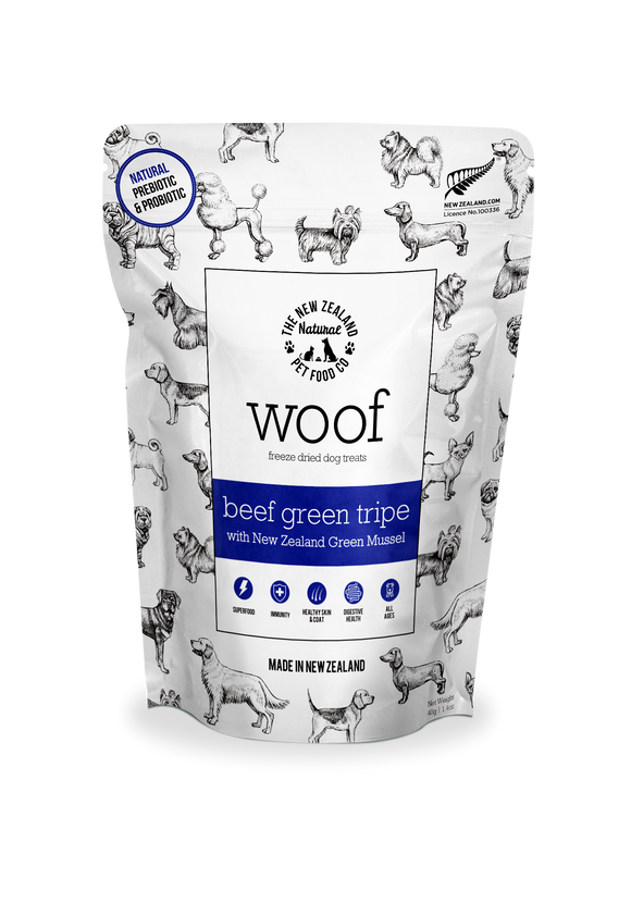 NZ Natural WOOF Freeze-Dried Beef Green Tripe Treats for Dogs (40g)