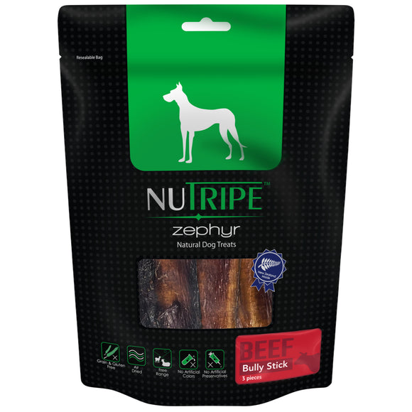 Nutripe Zephyr Air Dried Beef Bully Stick Treats for Dogs (3pcs)