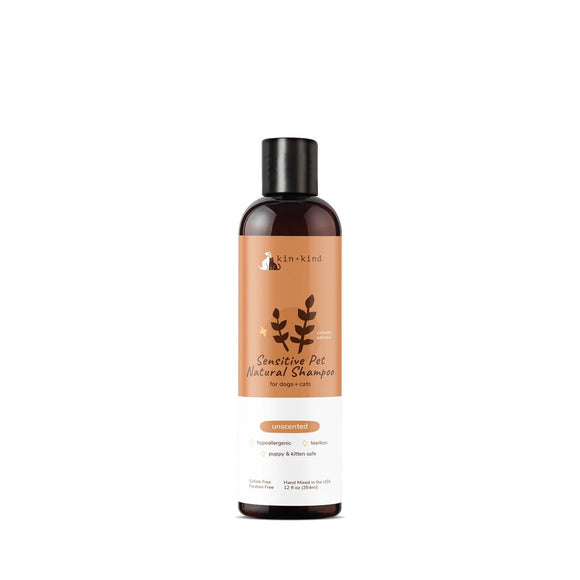 Kin+Kind Sensitive Skin Natural Shampoo - Oatmeal Unscented for Dogs & Cats (12oz)
