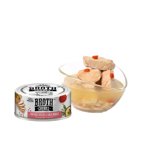Absolute Holistic Broth Chunks Dogs & Cats Food - 80G (Chicken Cutlets & Goji Berry)