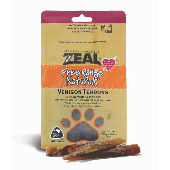 [Buy2Free1] Zeal Free Range Natural Venison Tendons Treats for Dogs (125g)