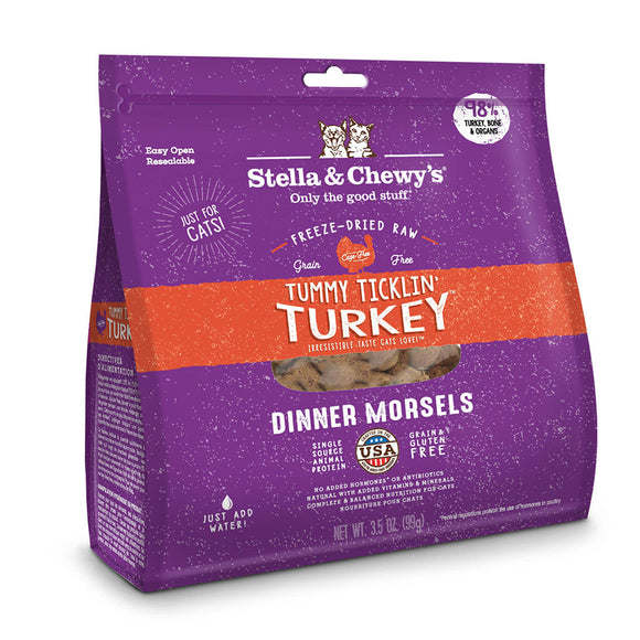 Stella & Chewy’s Tummy Ticklin’ Turkey Freeze-Dried Raw Dinner Morsels for Cats (2 sizes)