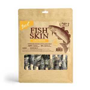 Absolute Bites Superfood Infused Natural Fish Skin with Cheese Treats for Dogs (2 sizes)
